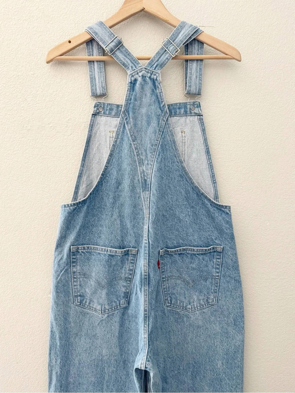 Levis Vintage Straight Denim Overalls Light Wash What A Delight Jean Classic 90s - Picture 11 of 14